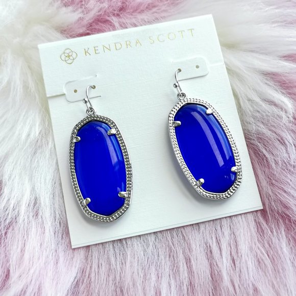 Silver Elle Cobalt Cat's Eye Earrings - Picture 1 of 3